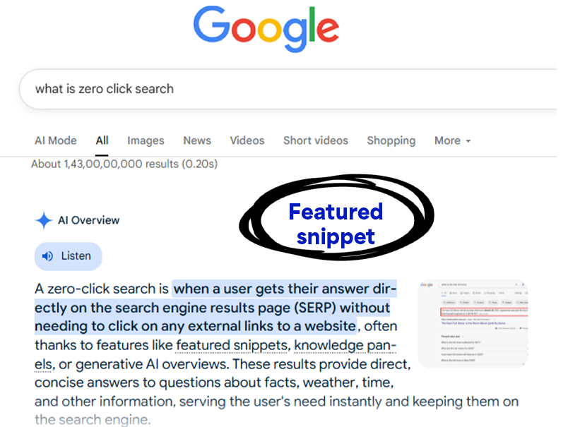 Types of zero click searches